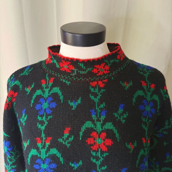 VTG 80s Justin Allen Xtra Floral Knit Sweater - Picture 4 of 7